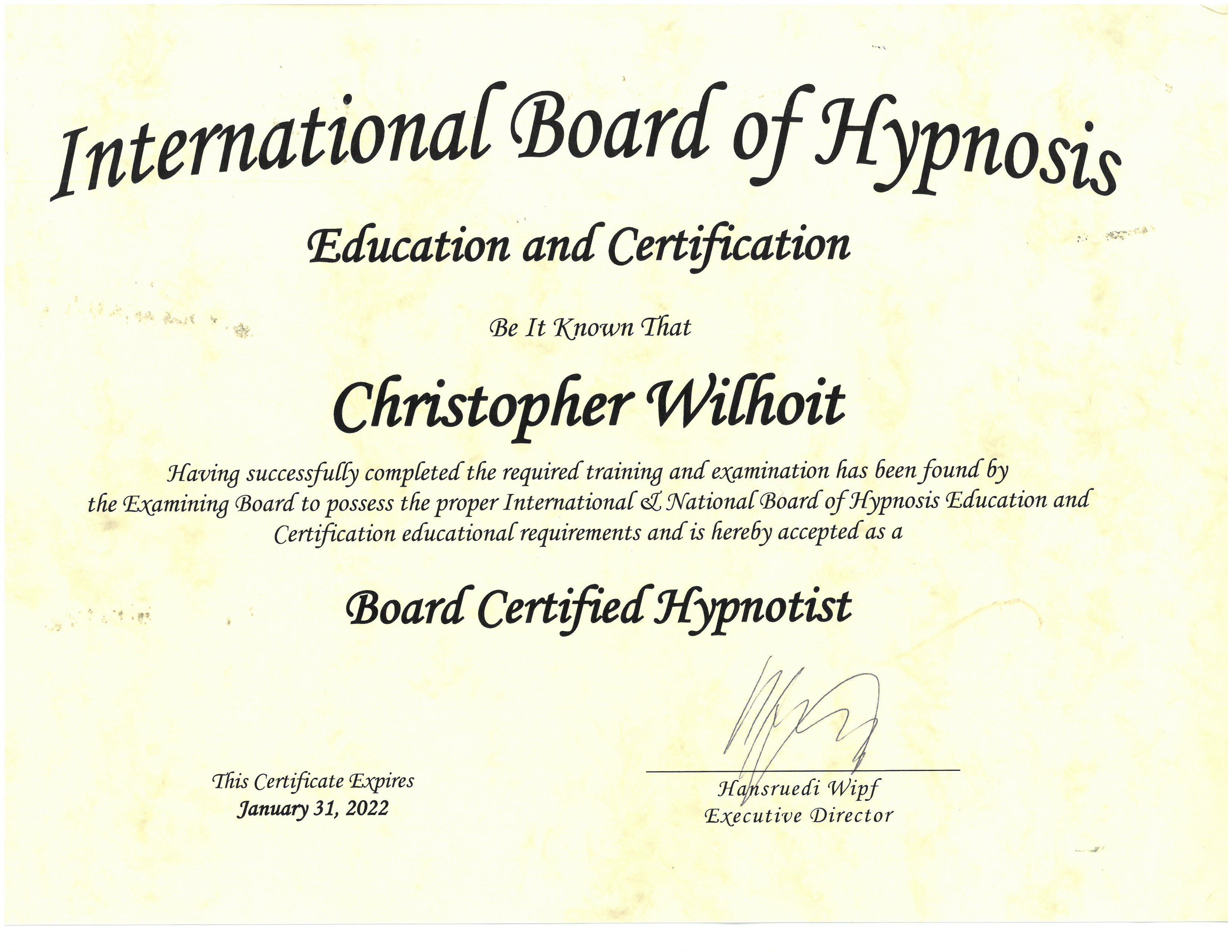 Board Certified Hypnotist